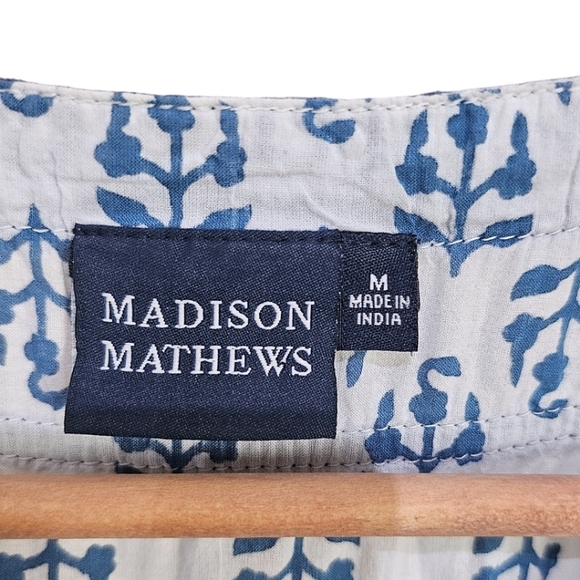 Madison Mathews Women Tunic Medium White V-Neck Beachy Vacation Cover Up Light - Picture 13 of 14